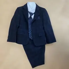 【極美品】子供用スーツセット　ネイビー チェック柄 110cm