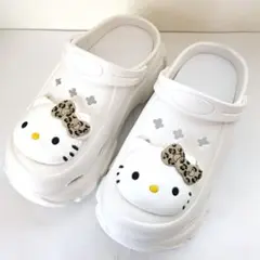 ハローキティ ヒョウ柄 EVAサンダル クロックス 厚底 アベイル