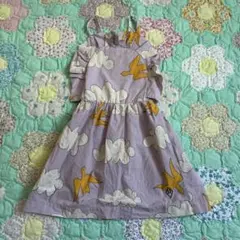 tao 雲と鳥のプリントワンピース 4y