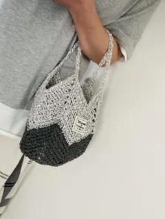トートバッグ　スクエアバッグ　手編みかごバッグ　ハンドメイド