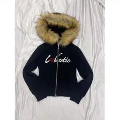 9090girl Fur zip hoodie