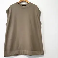 ナノユニバース　メンズ　洗える　ニット カノコ　ビッグ　ベスト　秋　ベージュ　M
