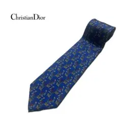ChristianDior ネクタイ 花柄 ブルー 古着 ビンテージ