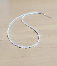 ウ*ナ様 ♦淡水ライスパールネックレス(ホワイト)SILVER