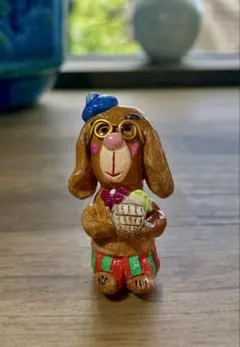 植物好きワンコ君　置物