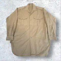 60s フランス軍 オフィサー 長袖 シャツ メンズ M 程 古着 グランパ