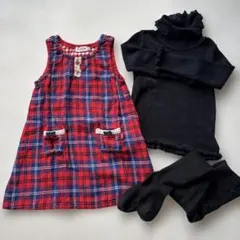 ミキハウス　ワンピース　90cm　100cm　赤　チェック　MIKI HOUSE