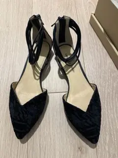 ODETTE E ODILE ハートカットフラットパンプス　23cm ネイビー