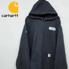 カーハート 企業 刺繍ロゴ スウェット パーカー ブラック XL【90s 古着】