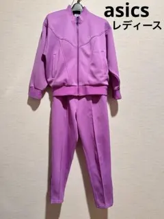asics レディース　ジャージ上下　紫色　スポーツウェア　スリムパンツ　花柄