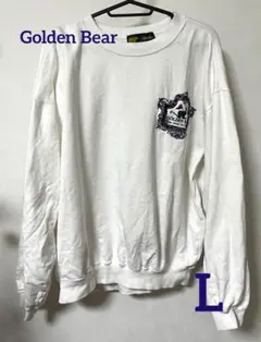 GOLDEN BEAR ロゴ刺繍　トレーナー　長袖　裏パイル　ホワイト　Lのサムネイル