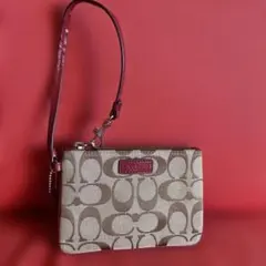 Coach ベージュ ブラウン ミニポーチ