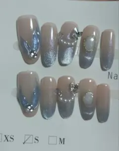 A1グラデーションパールネイルチップセットSサイズ10個セット