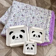 パンダ柄 ブランケット（毛布）＆保存容器3点セット