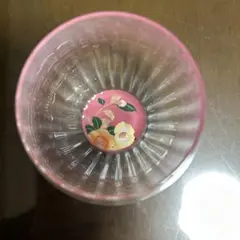 底面黒江塗り花柄デザイン ピンクとグリーンのグラス
