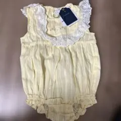 Cottoliレース付きロンパース 70cm イエロー