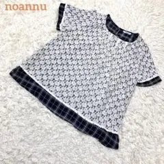 【noannu】重ね着風カットソー 総レース チェック柄 半袖 シャツ 4L
