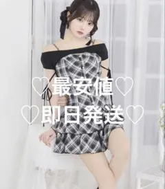 ミシェルマカロン フロントボタンチェックフリルワンピ XS