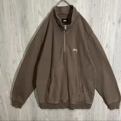 Stussy ブラウン ハーフジップ トレーナー