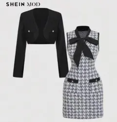 SHEIN タイトワンピース 千鳥柄 ジャケット