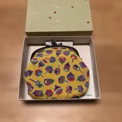 独楽柄 コインケース イエロー コマ柄
