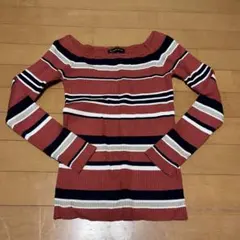 GORGE ボーダー柄 オフショルダー 長袖ニット