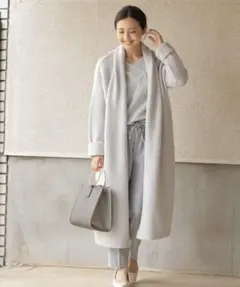 グーコミューン◆ニットガウンコート 38 アイスブルーグレー  新品タグ付き