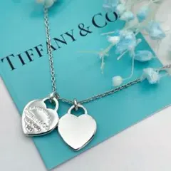 極美品 鏡面仕上 ティファニー リターントゥ ダブルハート ネックレス シルバー