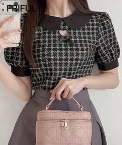 FRIFUL レディース　ブラウス　半袖　ブラック　shein