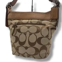 良品✨コーチ ショルダーバッグ キャンバス×レザー 本革 シグネチャー 斜め掛け