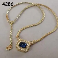 RU-4286　クリスチャンディオール　ネックレス　ゴールド×カラーストーン