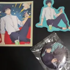 呪術廻戦　伏黒恵　ステッカー＆缶バッジ