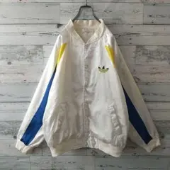 80s アディダス 刺繍ロゴ アームロゴ スナップボタン ナイロンジャケット L