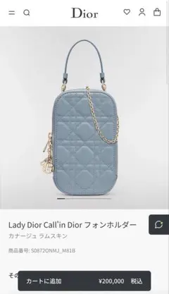 【ディオール】Lady Dior Call'in Dior フォンホルダー　水色のサムネイル