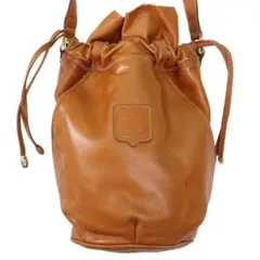 CELINE セリーヌ レザー 巾着 ショルダーバッグ 斜め&肩掛け 中古・古着通販】CELINE (セリーヌ) 巾着ショルダーバッグ ブラウン