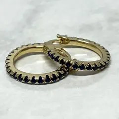 ゴールド フープブルーストーン ピアス