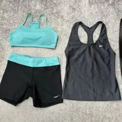NIKE スポーツ用水着セット 黒と水色