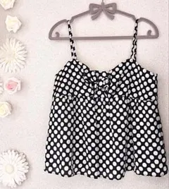 美品 クイーンズコート ドットキャミ 2 M ネイビー×白 ビッキー トップス