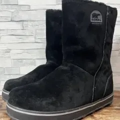 【24.0cm】SOREL ソレル スエード ムートン ブーツ 防水 黒