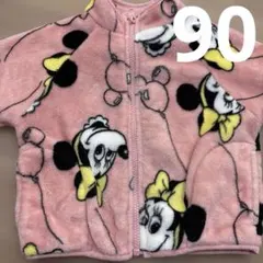 90センチ　ミニー　フリース　ジャケット　アウター　ピンク　女の子　防寒