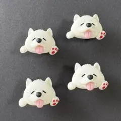 ぺろりん白犬ジビッツ　4個　クロックス　白柴　サモエド　秋田犬　サンダルアクセ