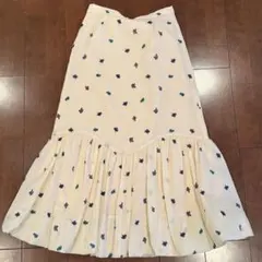 VIS アイボリー 小花柄バルーンスカート