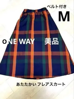 one wayチェック柄ロングスカート M☆美品