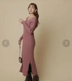 マイストラーダ　レイヤードリブワンピース　ピンク