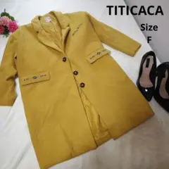 【オシャレ☆TITICACA】黄色　刺繍付き　ロングコート　サイズFのサムネイル