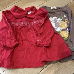 OshKosh 赤 トップス 80サイズ & ブランシェス茶色 トップス