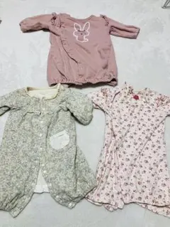 3枚セット　50〜70cm ベビー ロンパース カバーオール まとめ売り 女の子