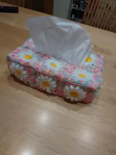 デイジー柄ティッシュボックスカバー/ハンドメイド