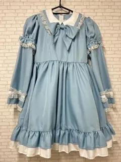 水色 フリル付き ワンピース