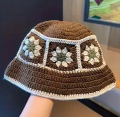 クロシェハット バケットハット クロシェ編み バケハ ニット クラッシャーハット